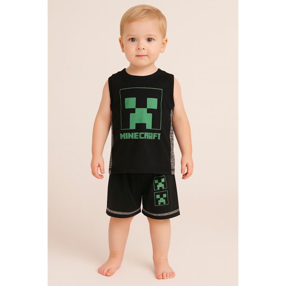 NWT Minecraft Toddler Boys' Creeper 2-Piece Set Size 2T Black, Green